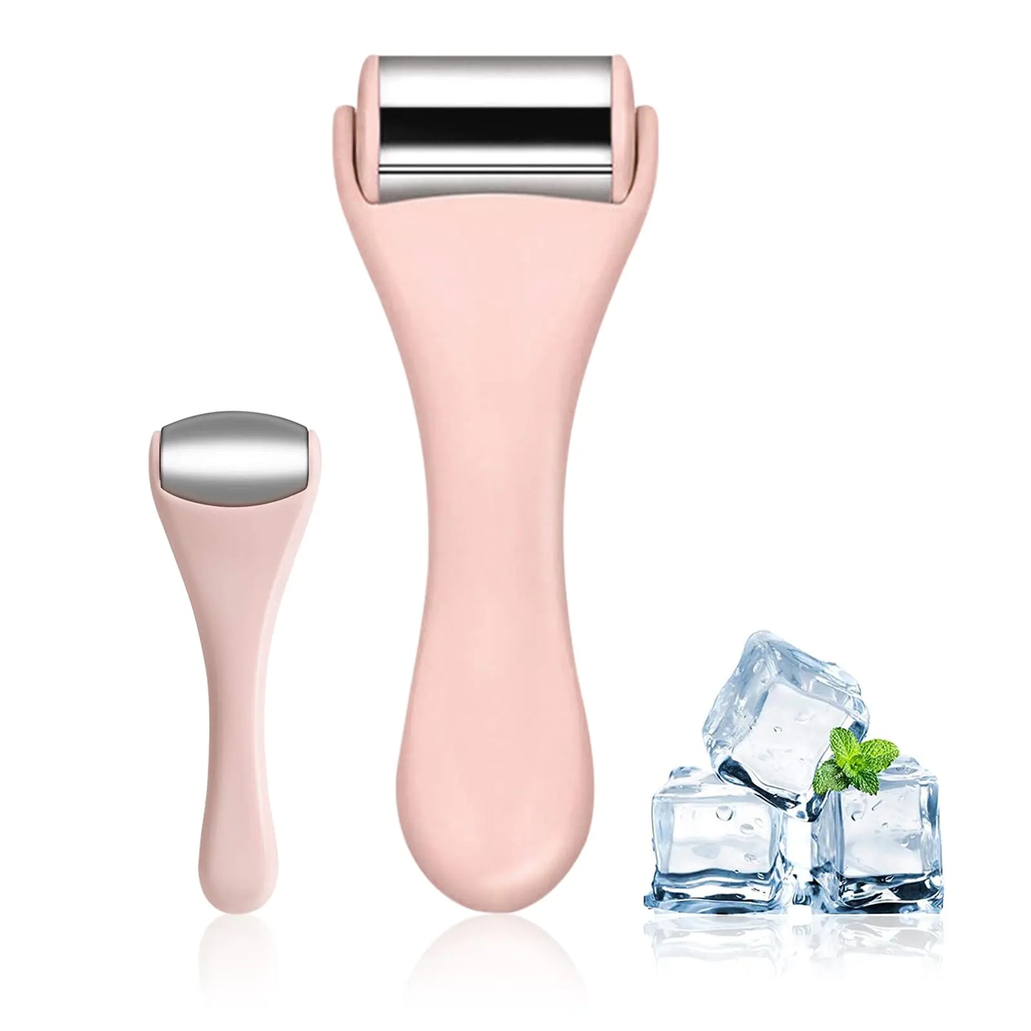Ice Roller for Face & Eye Facial Roller and Eye Massager Roller Ice Roller for Body Face Tighten Pores Migraine Relief Pain Relief Eye Puffiness Relief for Women - Face and Eye Roller 2PCS (Pink)