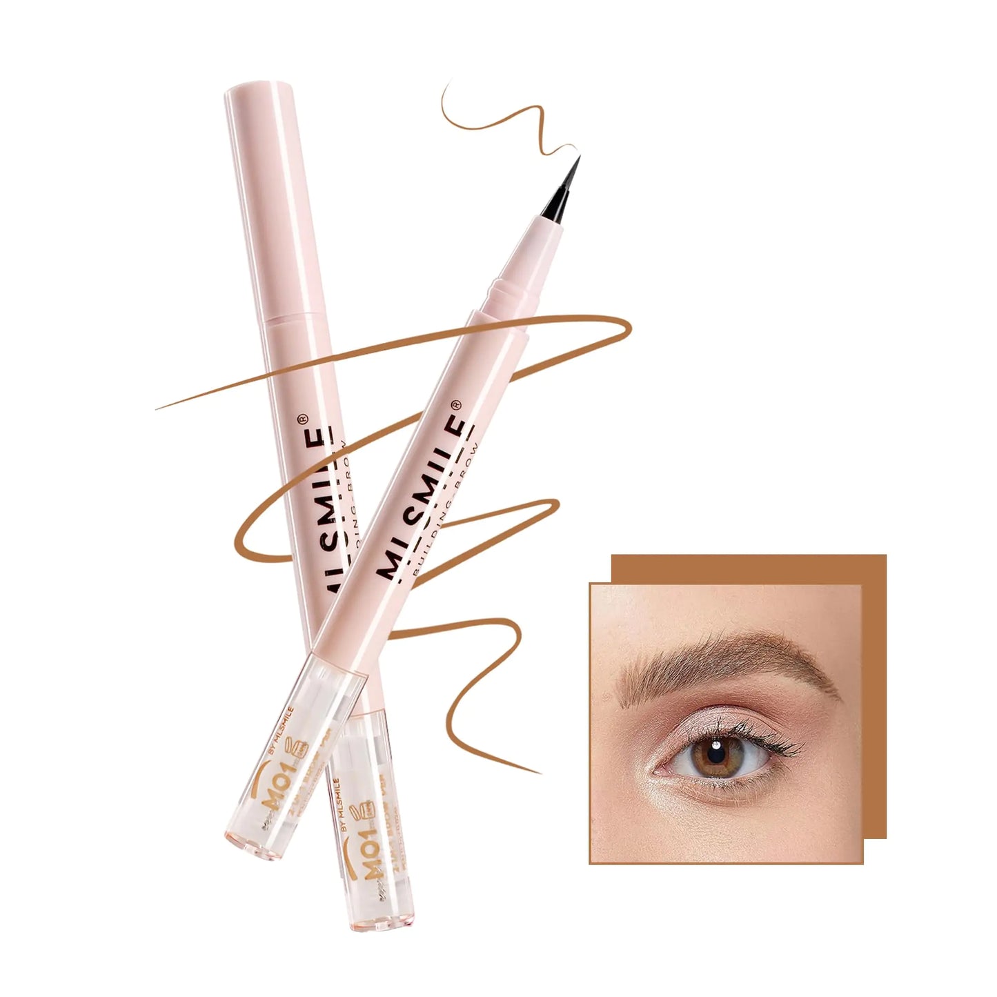 DLZZRS 2-In-1 Brow Pen & Sealing Brow Gel Ultra-Fine Eyebrow Dual-Ended Precision Brow Pencils Shaping Eyebrows Makeup Brow Stylist Definer Waterproof Eyebrow Pencil PINK-01#BLONDE